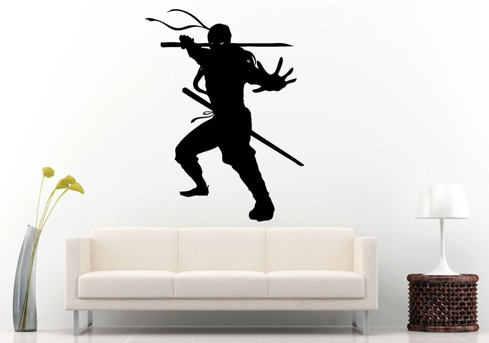 Samurai Ancient History Japanese Warrior Ninja With A Sword Wall Decal Vinyl Sticker Mural Room Decor L624