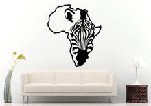 Load image into Gallery viewer, Africa Continent Outline With Zebra Animal Horse Inside Wall Decal Vinyl Sticker Mural Room Decor L642