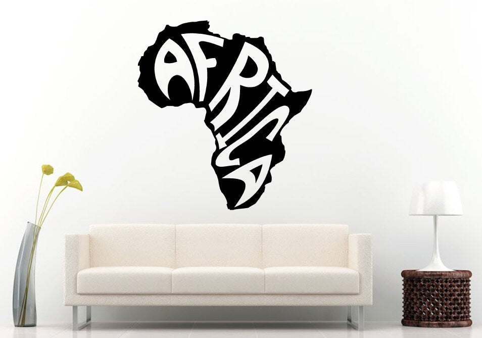 Africa Continent With Word Africa Inside Wall Decal Vinyl Sticker Mural Room Decor L643