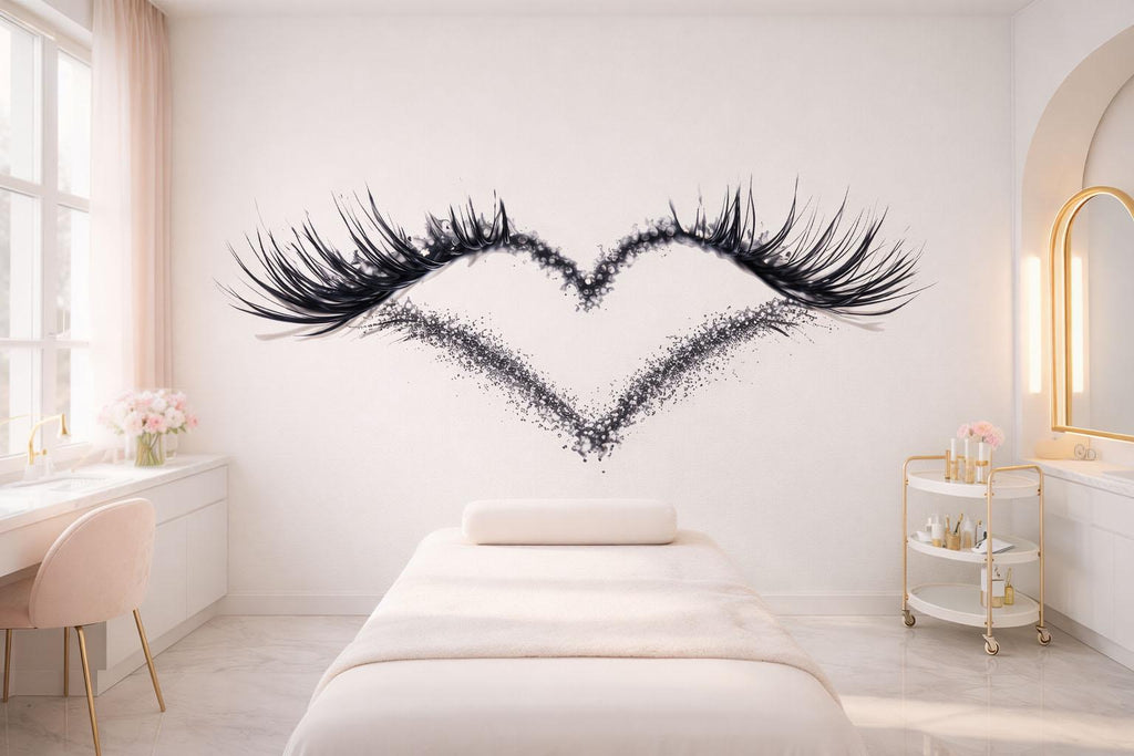 Lash Heart Wall Decal Eyelash Wall Sticker Beauty Salon Decor Lash Studio Wall Art Love Lash Decor Esthetician Vinyl Wall Decal