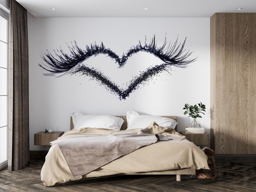 Lash Heart Wall Decal Eyelash Wall Sticker Beauty Salon Decor Lash Studio Wall Art Love Lash Decor Esthetician Vinyl Wall Decal