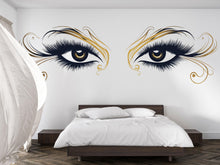Load image into Gallery viewer, Gold Eye Wall Decal Beauty Salon Wall Sticker Lash Studio Decor Luxury Eyes Wall Art Esthetician Decor Makeup Studio Vinyl Wall Decal