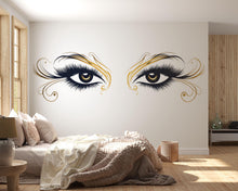 Load image into Gallery viewer, Gold Eye Wall Decal Beauty Salon Wall Sticker Lash Studio Decor Luxury Eyes Wall Art Esthetician Decor Makeup Studio Vinyl Wall Decal