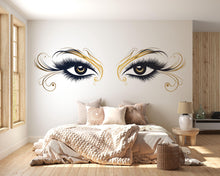 Load image into Gallery viewer, Gold Eye Wall Decal Beauty Salon Wall Sticker Lash Studio Decor Luxury Eyes Wall Art Esthetician Decor Makeup Studio Vinyl Wall Decal
