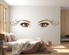 Load image into Gallery viewer, Gold Lash Eyes Wall Decal Beauty Salon Wall Sticker Lash Studio Decor Eye Wall Art Esthetician Decor Makeup Studio Vinyl Wall Decal