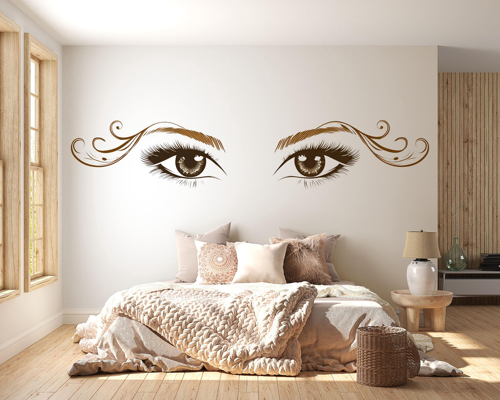 Gold Lash Eyes Wall Decal Beauty Salon Wall Sticker Lash Studio Decor Eye Wall Art Esthetician Decor Makeup Studio Vinyl Wall Decal