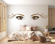 Load image into Gallery viewer, Gold Lash Eyes Wall Decal Beauty Salon Wall Sticker Lash Studio Decor Eye Wall Art Esthetician Decor Makeup Studio Vinyl Wall Decal