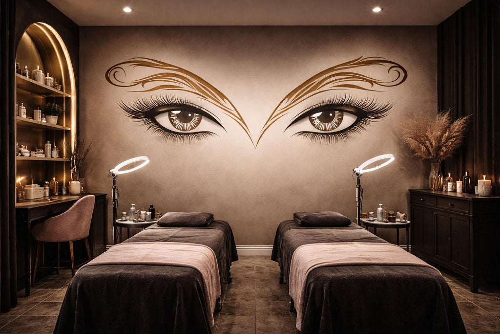 Gold Eyes Wall Decal Beauty Salon Wall Sticker Lash Studio Decor Eye Wall Art Esthetician Decor Makeup Studio Vinyl Wall Decal