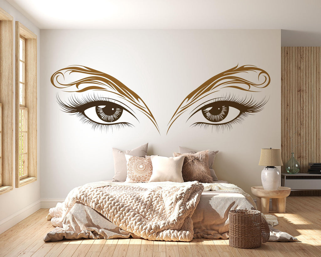 Gold Eyes Wall Decal Beauty Salon Wall Sticker Lash Studio Decor Eye Wall Art Esthetician Decor Makeup Studio Vinyl Wall Decal