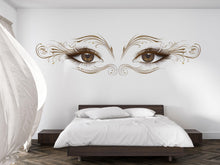 Load image into Gallery viewer, Ornate Gold Eyes Wall Decal Beauty Salon Wall Sticker Lash Studio Decor Luxury Eye Wall Art Esthetician Makeup Studio Vinyl Wall Decal