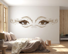 Load image into Gallery viewer, Ornate Gold Eyes Wall Decal Beauty Salon Wall Sticker Lash Studio Decor Luxury Eye Wall Art Esthetician Makeup Studio Vinyl Wall Decal