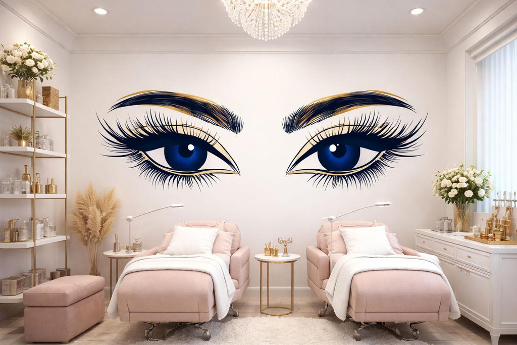 Blue Eyes Wall Decal Beauty Salon Wall Sticker Lash Studio Decor Eye Wall Art Esthetician Decor Makeup Studio Vinyl Wall Decal