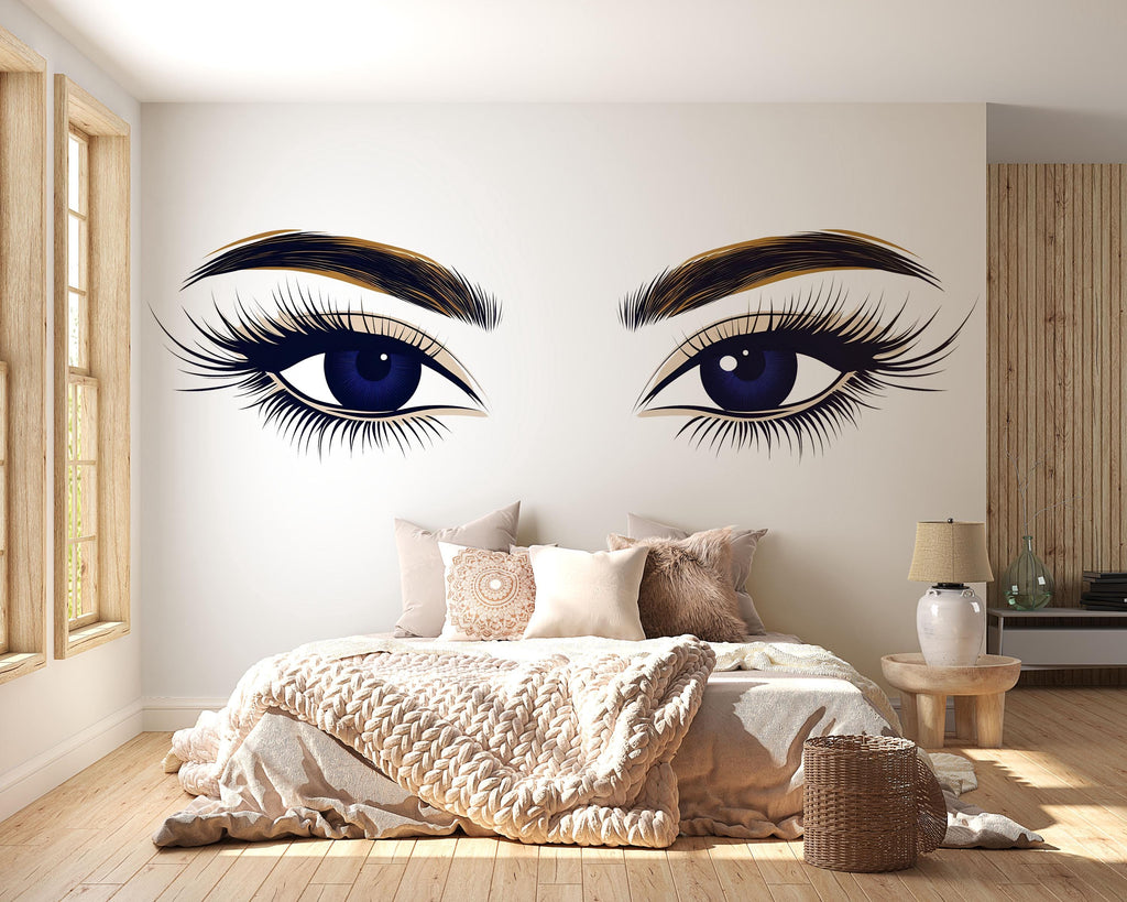 Blue Eyes Wall Decal Beauty Salon Wall Sticker Lash Studio Decor Eye Wall Art Esthetician Decor Makeup Studio Vinyl Wall Decal