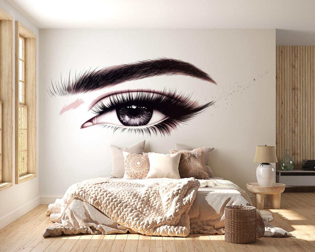 Eyelash Eye Wall Decal Beauty Salon Wall Sticker Lash Studio Decor Eye Wall Art Esthetician Decor Makeup Studio Vinyl Wall Decal