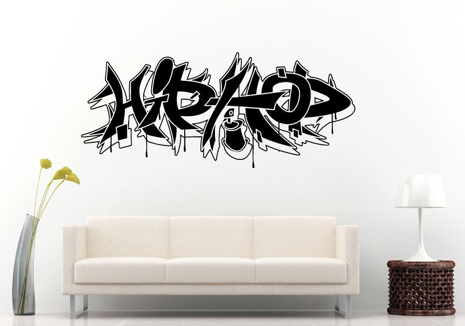 Hip Hop Music Genre Graffiti Style Wall Spray Drip Wall Decal Vinyl Sticker Mural Room Decor L632