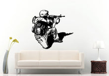 Load image into Gallery viewer, Soldier With A Gun On One Knee Aiming To Take A Shot Army Navy Marine Wall Decal Vinyl Sticker Mural Room Decor L633