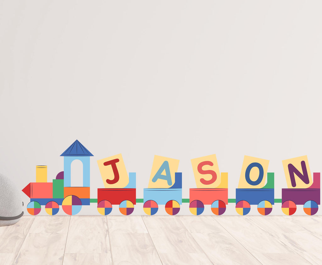 Personalized Name Train Wall Decal, Kids Name Wall Sticker, Nursery Train Wall Art, Custom Baby Name Decor, Boys Room Wall Decal 632LU