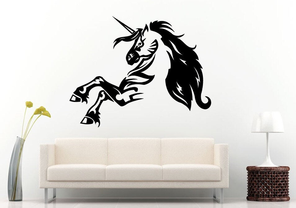 Tribal Unicorn Horse Beautiful Gorgeous Graceful Animal Creature Wall Decal Vinyl Sticker Mural Room Decor L652