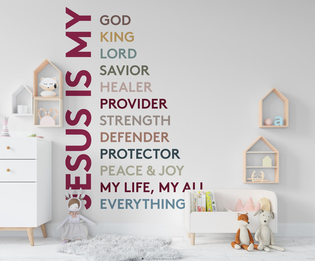 Jesus Is my Everything, Religious Wall Sign, Christian Wall Words, Church Sanctuary Wall Art, Boho Nursery Mural, Religious Wall Art 805LU
