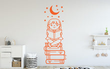 Load image into Gallery viewer, Girl Reading Book Wall Decal, Library Decor, Vinyl Sticker 398DE