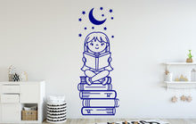Load image into Gallery viewer, Girl Reading Book Wall Decal, Library Decor, Vinyl Sticker 398DE