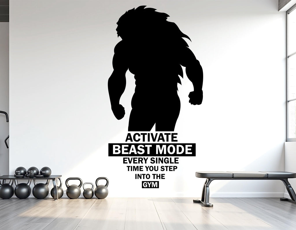 Gym Wall Decal Custom Fitness Decor Workout Art Vinyl Beast Monster Gym Quote Stickers Bedroom Gym Workout Girl Motivation Crossfit 083LU