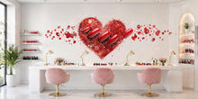 Load image into Gallery viewer, Luxury Red Heart Wall Decal Nail Salon Wall Sticker Glam Beauty Studio Decor Premium Manicure Studio Wall Art Vinyl Wall Decal