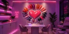 Load image into Gallery viewer, Neon Nails Heart Wall Decal Nail Salon Wall Sticker Pink Glow Beauty Studio Decor Manicure Studio Wall Art Vinyl Wall Decal Modern Decor