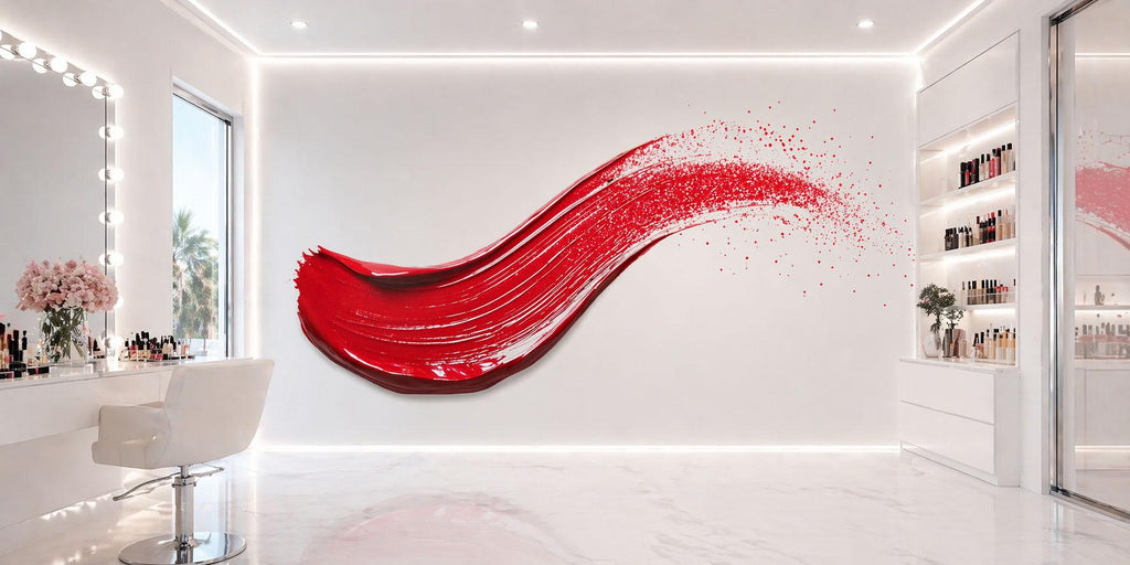 Red Lipstick Swipe Wall Decal Makeup Wall Sticker Beauty Salon Decor Nail Studio Wall Art Modern Glam Wall Decor Vinyl Wall Decal