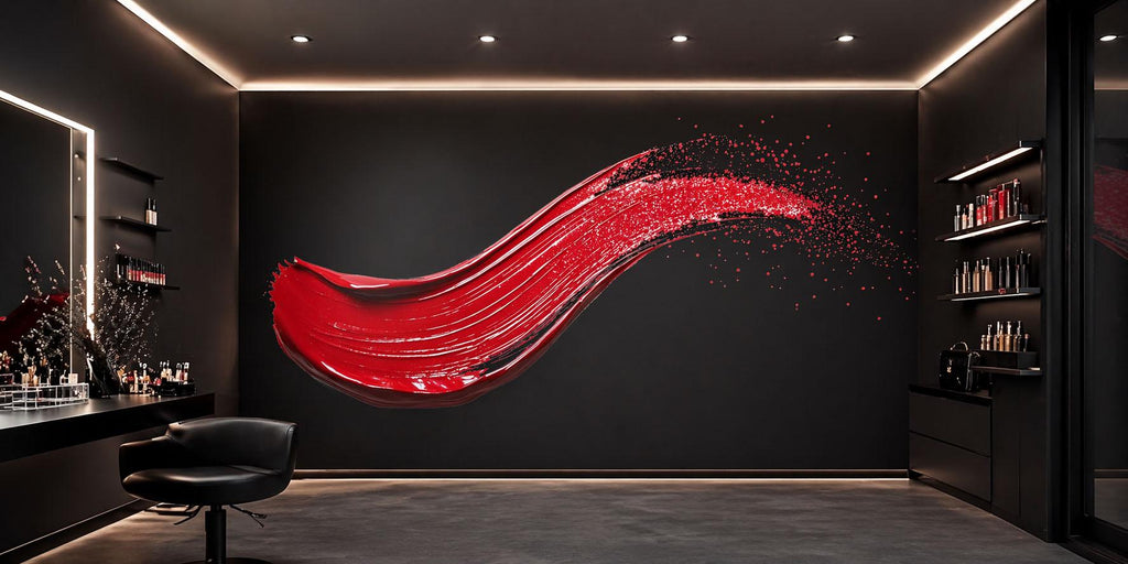 Red Lipstick Swipe Wall Decal Makeup Wall Sticker Beauty Salon Decor Nail Studio Wall Art Modern Glam Wall Decor Vinyl Wall Decal