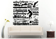 Load image into Gallery viewer, Surfing California West Coast Summer Long Board Riders Keep Calm And Surf On Wall Decal Vinyl Sticker Mural Room Decor L661