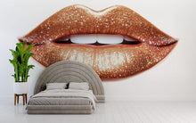 Load image into Gallery viewer, Gold Glitter Lips Wall Decal Makeup Wall Sticker Beauty Salon Decor Nail Studio Wall Art Luxury Glam Lips Vinyl Wall Decal Modern Decor