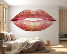 Load image into Gallery viewer, Rose Gold Glitter Lips Wall Decal Makeup Wall Sticker Beauty Salon Decor Nail Studio Wall Art Glam Lips Vinyl Wall Decal Luxury Decor