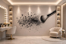 Load image into Gallery viewer, Black Makeup Powder Explosion Wall Decal Brush Beauty Wall Sticker Makeup Studio Decor Salon Wall Art Modern Glam Beauty Room Wall Decal
