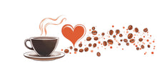 Load image into Gallery viewer, Coffee Cup Wall Sticker, Heart Coffee Decal, Cafe Wall Decor, Coffee Bean Wall Art, Kitchen Decal, Barista Gift, 545mv