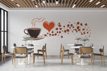 Load image into Gallery viewer, Coffee Cup Wall Sticker, Heart Coffee Decal, Cafe Wall Decor, Coffee Bean Wall Art, Kitchen Decal, Barista Gift, 545mv