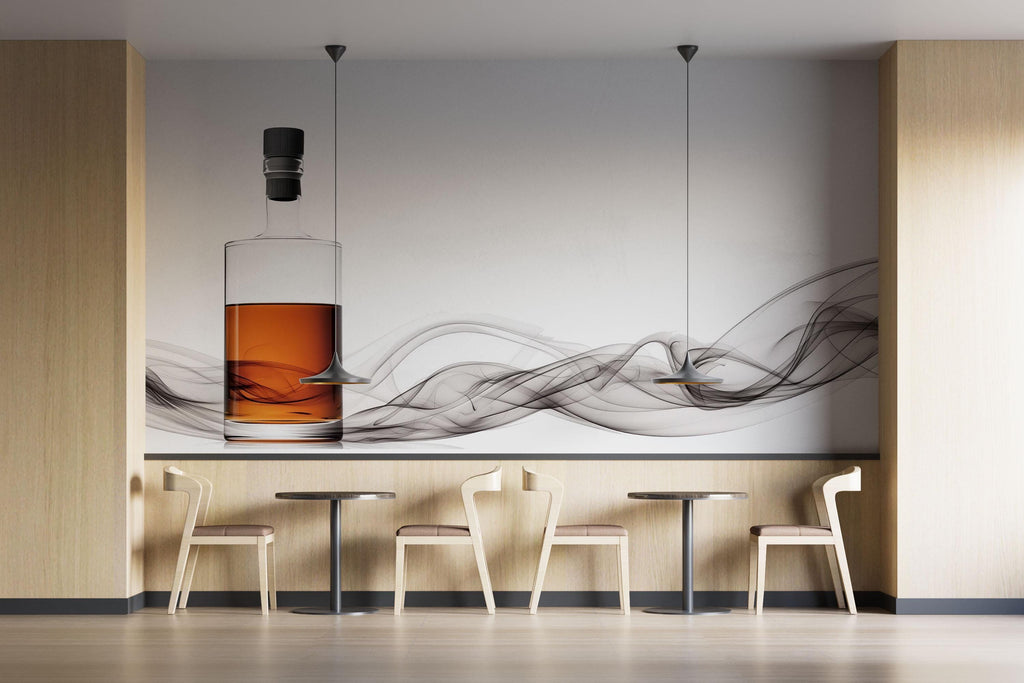 Whiskey Bottle Wall Decal, Bar Wall Art, Bourbon Wall Sticker, Modern Lounge Mural, Minimal Drink Decor, 549mv