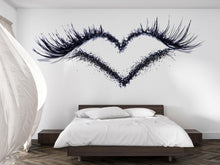 Load image into Gallery viewer, Lashes Wall Decal, Lash Room Wall Art, Eyelash Heart Mural, Beauty Salon Decor, Esthetician Sticker, 557mv