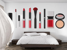 Load image into Gallery viewer, Makeup Tools Wall Decal Beauty Studio Wall Sticker Cosmetic Wall Art Makeup Icons Salon Decor Lipstick Brush Wall Decal Beauty Room Decor