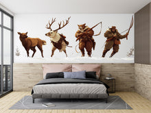Load image into Gallery viewer, Woodland Hunter Wall Decal, Rustic Animal Wall Art, Deer Elk Wall Sticker, Cabin Decor, Lodge Bedroom Wall Decor, 251gm