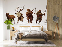 Load image into Gallery viewer, Woodland Hunter Wall Decal, Rustic Animal Wall Art, Deer Elk Wall Sticker, Cabin Decor, Lodge Bedroom Wall Decor, 251gm