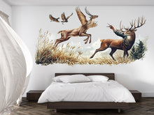 Load image into Gallery viewer, Deer Wall Decal, Rustic Cabin Wall Art, Hunting Wall Sticker, Woodland Bedroom Decor, Lodge Wall Decor, 252gm