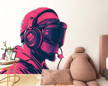 Load image into Gallery viewer, Gamer Wall Decal, Esports Wall Sticker, Gaming Room Wall Art, Teen Boy Room Decor, Headset Gamer Wall Decor, 254gm
