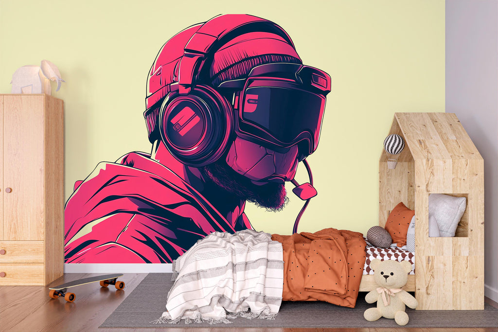 Gamer Wall Decal, Esports Wall Sticker, Gaming Room Wall Art, Teen Boy Room Decor, Headset Gamer Wall Decor, 254gm
