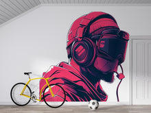 Load image into Gallery viewer, Gamer Wall Decal, Esports Wall Sticker, Gaming Room Wall Art, Teen Boy Room Decor, Headset Gamer Wall Decor, 254gm