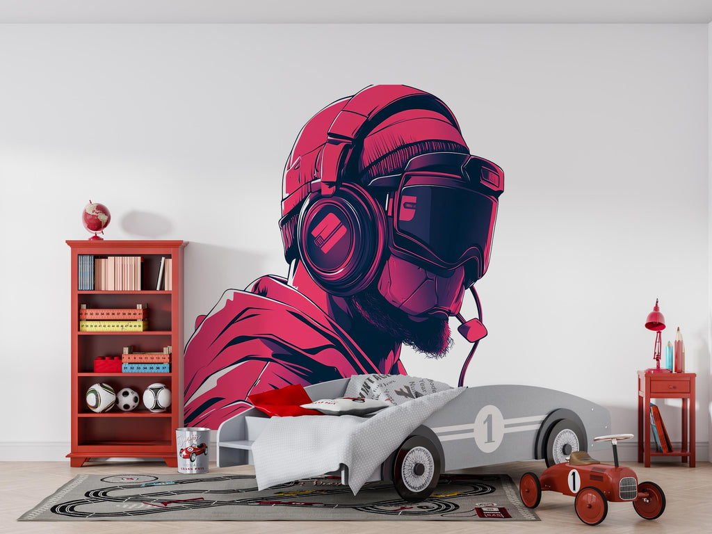 Gamer Wall Decal, Esports Wall Sticker, Gaming Room Wall Art, Teen Boy Room Decor, Headset Gamer Wall Decor, 254gm
