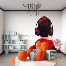 Load image into Gallery viewer, Gamer Wall Decal, Headphone Wall Sticker, Teen Boy Room Decor, Gaming Wall Art, Modern Bedroom Wall Decor, 256gm