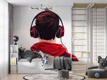 Load image into Gallery viewer, Gamer Wall Decal, Headphone Wall Sticker, Teen Boy Room Decor, Gaming Wall Art, Modern Bedroom Wall Decor, 256gm