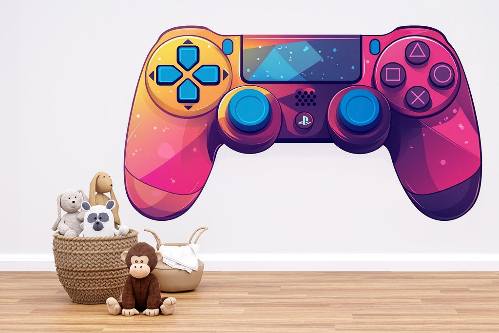 Colorful Game Controller Wall Decal, Gaming Wall Sticker, Gamer Room Wall Art, Kids Bedroom Decor, Playroom Wall Decor, 258gm
