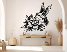 Load image into Gallery viewer, Hummingbird Flowers wall decor Rose Decals Hummingbird Art wall Art Stickers Home Interior Design Murals Gifts Decoration 1089RS